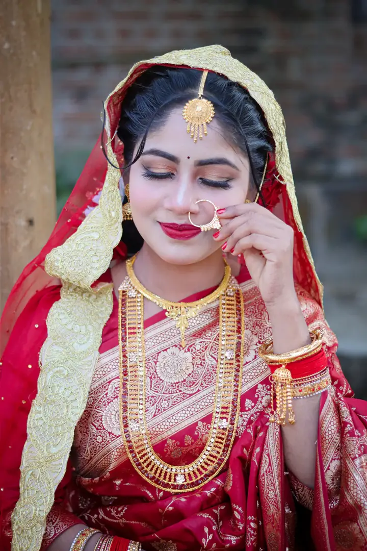Rich red, styled lightly for a modern Indian function